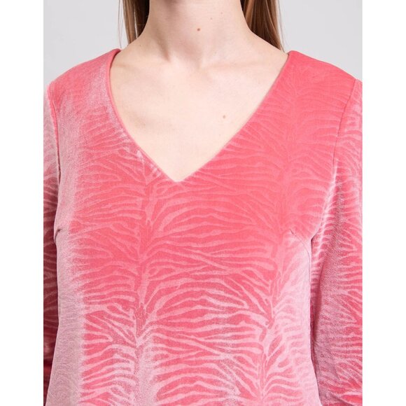 NWOT Traffic People Velour Velvet Jacquard Pink Shift Dress Zippered Back Zebra - Picture 6 of 16